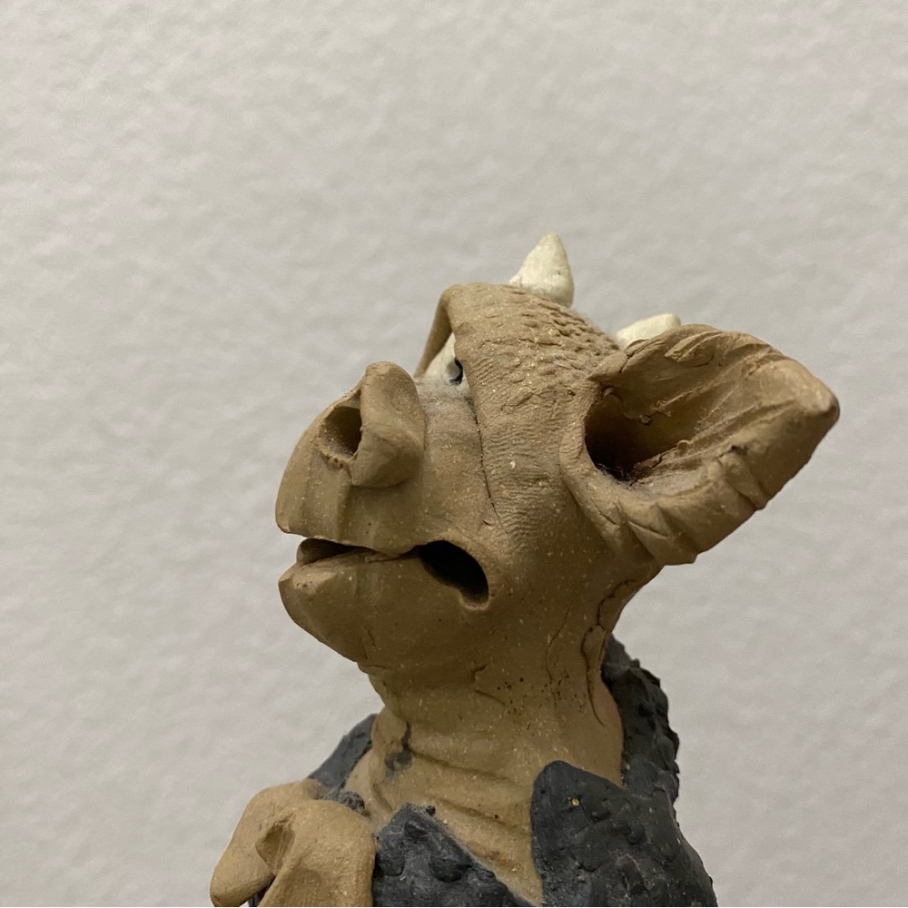 Adorable Kitsch Dragon Incense Burner Clay Pottery Figurine - Picture 9 of 12